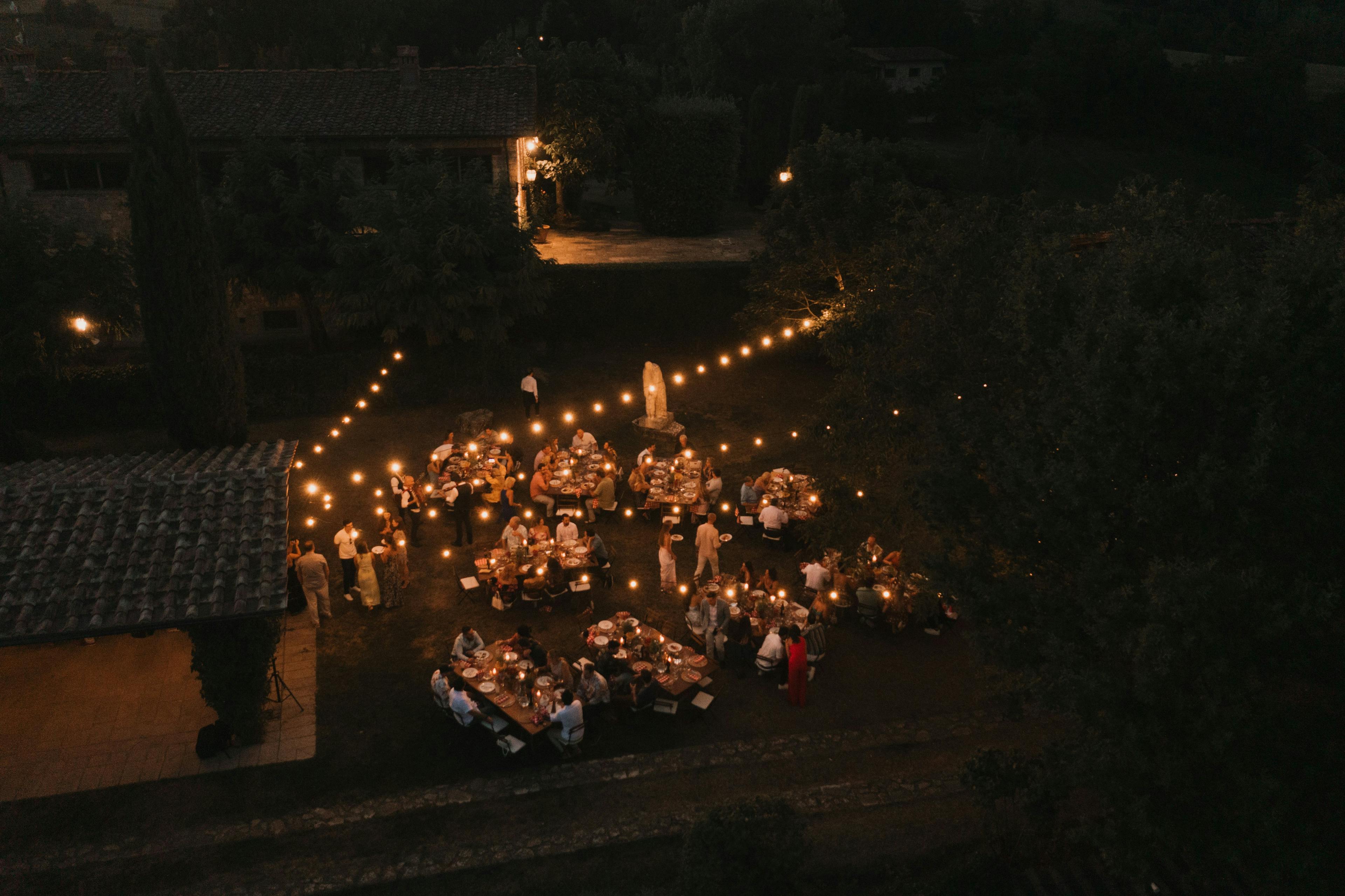 aerial drone of the venue in Tuscany