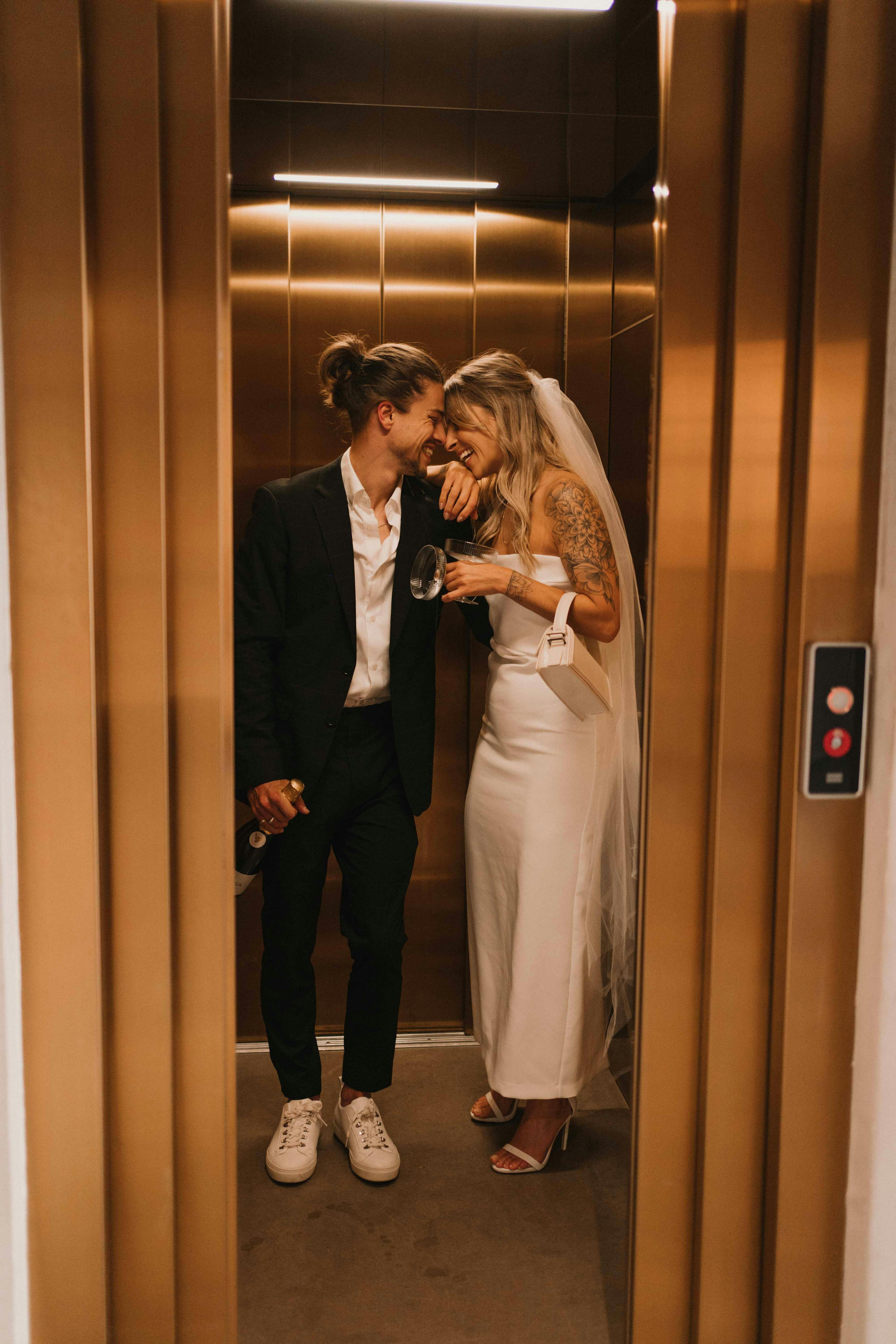 elevator with couple
