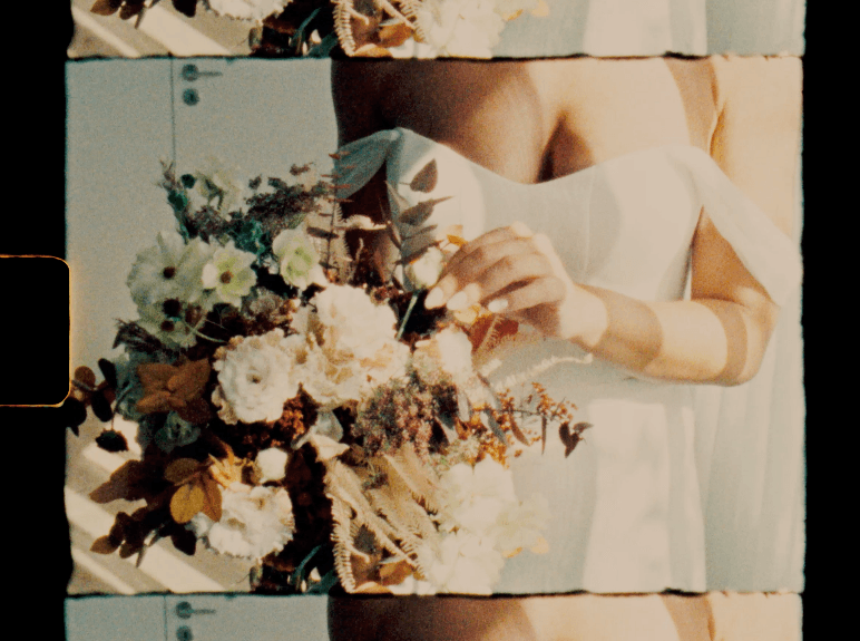 wedding detail flowers super 8 film